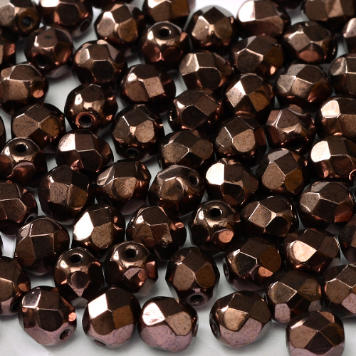 4mm Fire Polish Bead - Jet Lila Vega Luster - 23980-15726 - 50 Piece Bag
