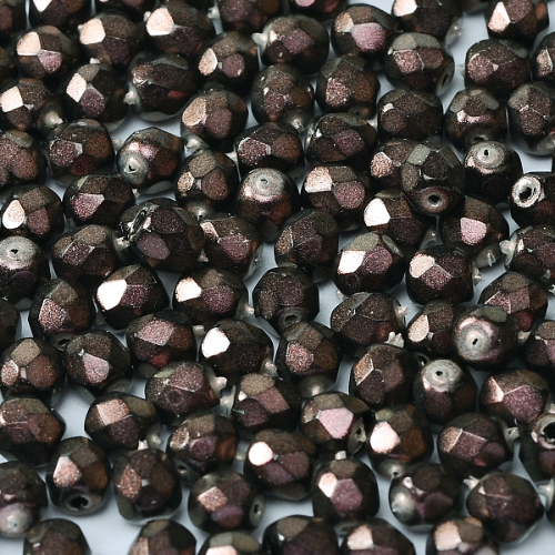 4mm Fire Polish Bead - Jet Polynesian - Jet Mauve Rose - 23980-19064 - 50 Piece Bag