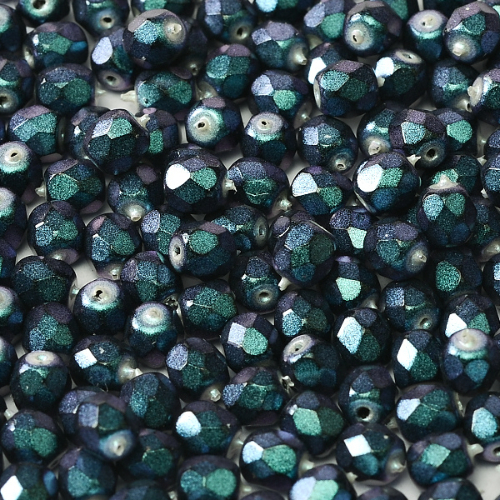 4mm Fire Polish Bead - Jet Polynesian - Jet Indigo Orchid - 23980-19074 - 50 Piece Bag