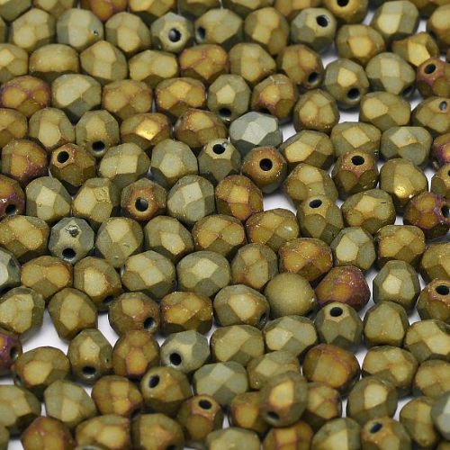 4mm Fire Polish Bead - Jet Matted Brown Iris - 23980-21115 - 50 Piece Bag