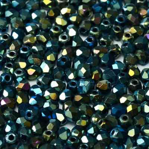 4mm Fire Polish Bead - Jet Blue Star Full - 23980-28305 - 50 Piece Bag