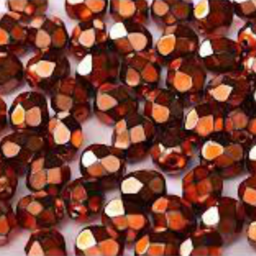 4mm Fire Polish Bead - Jet Heavy Metal Salmon - 23980-34236 - 50 Piece Bag