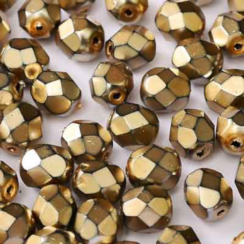 4mm Fire Polish Bead - Jet Heavy Metal Mauve - 23980-34425 - 50 Piece Bag