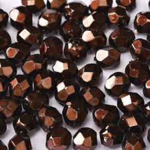 4mm Fire Polish Bead - Jet Heavy Metal Dark Sienna - 23980-34469 - 50 Piece Bag