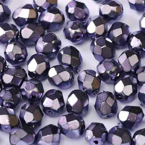 4mm Fire Polish Bead - Jet Heavy Metal Purple - 23980-34673