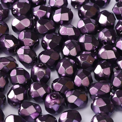 4mm Fire Polish Bead - Jet Heavy Metal Dark Magenta - 23980-34768