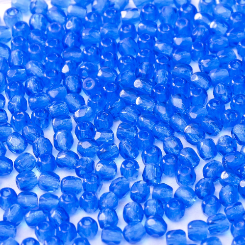 4mm Fire Polish Bead - Sapphire  - 30060 - 50 Piece Bag