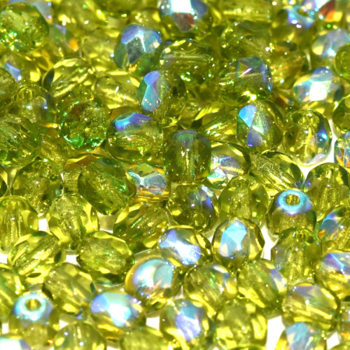 4mm Fire Polish Bead - Olivine AB - 50230-28701