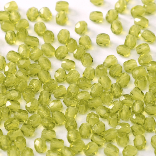 4mm Fire Polish Bead - Olivine  - 50230 - 50 Piece Bag
