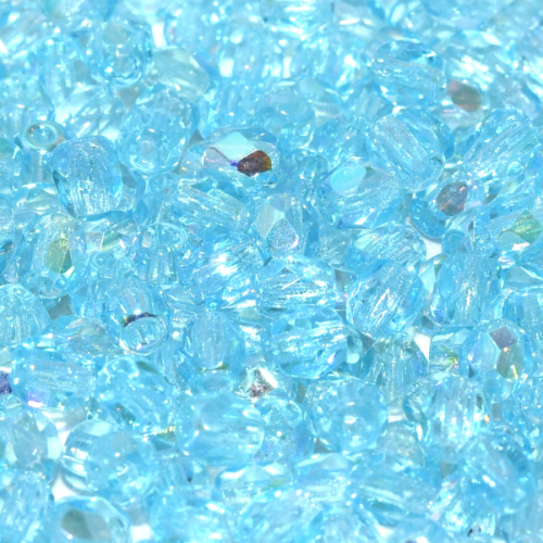 4mm Fire Polish Bead - Aqua AB - 60010-28701