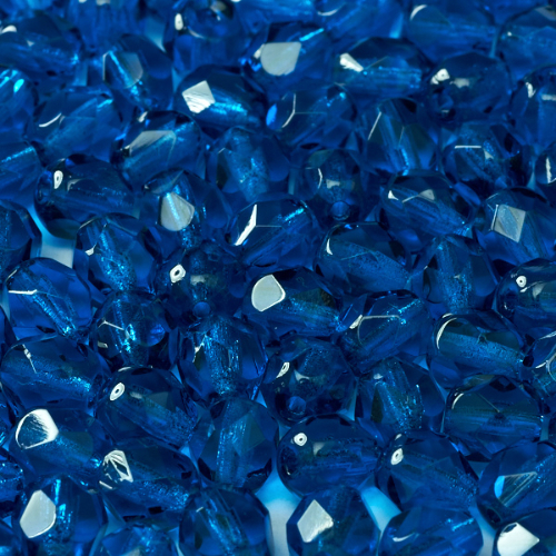 4mm Fire Polish Bead - Cobalt  - 60080 - 50 Piece Bag