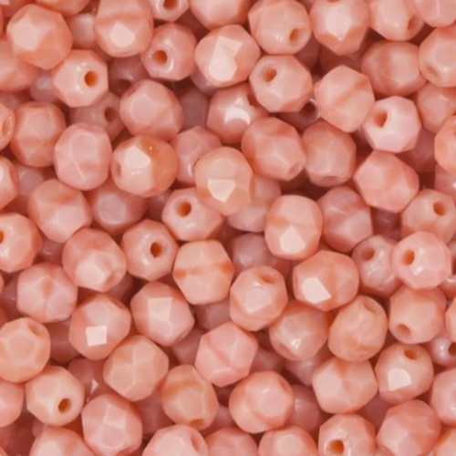 4mm Fire Polish Bead - Opaque Pink  - 74020 - 50 Piece Bag