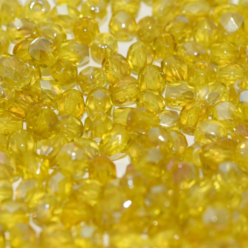 4mm Fire Polish Bead - Amber Celsian - 80020-22501 - 50 Piece Bag