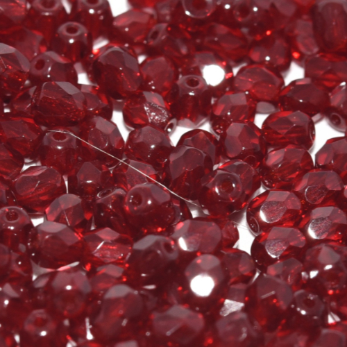 4mm Fire Polish Bead - Ruby  - 90100 - 50 Piece Bag