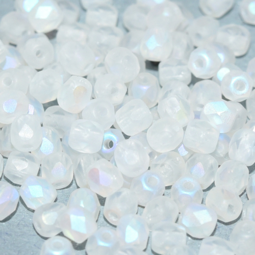 6mm Fire Polish Bead - Crystal Etched AB Full - 00030-28783 - 30 Piece Bag