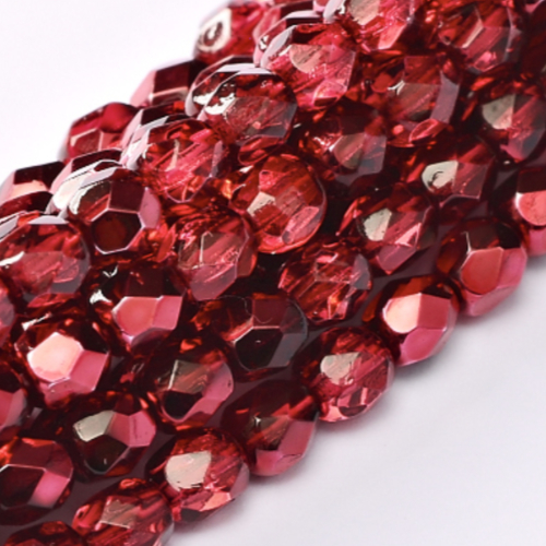 6mm Fire Polish Bead - Crystal Pomegranate Metallic Ice - 00030-67958