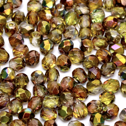 6mm Fire Polish Bead - Crystal Magic Green - 00030-95400