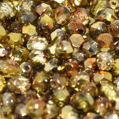 6mm Fire Polish Bead - Crystal Sunny Magic Gold - 00030-98002