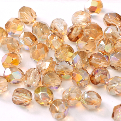 6mm Fire Polish Bead - Crystal Brown Rainbow - 00030-98532