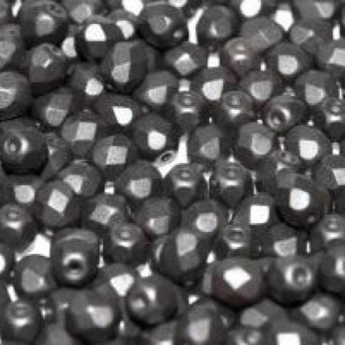 6mm Fire Polish Bead - Alabaster Metallic Black - 02010-29400