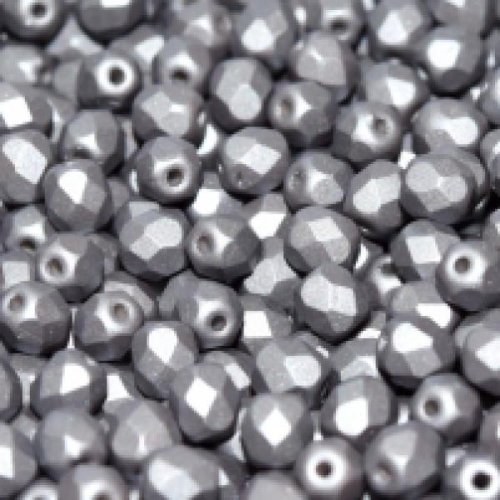 6mm Fire Polish Bead - Alabaster Metallic Steel - 02010-29403