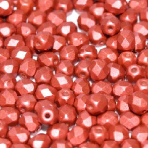 6mm Fire Polish Bead - Alabaster Metallic Red - 02010-29408