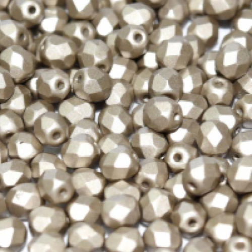 6mm Fire Polish Bead - Alabaster Metallic Grey - 02010-29416 - 30 Piece Bag