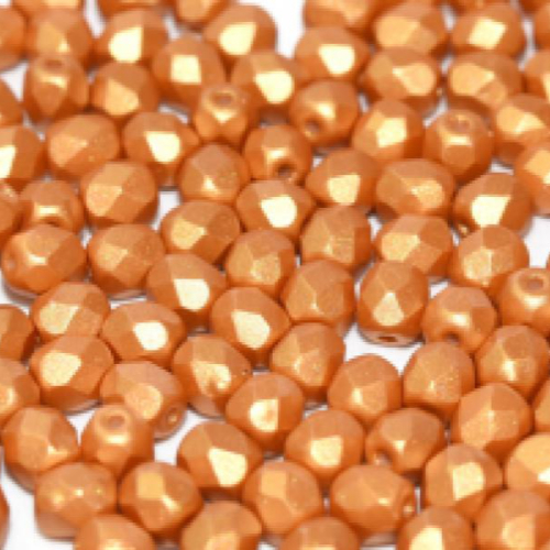 6mm Fire Polish Bead - Alabaster Metallic Gold - 02010-29421 - 30 Piece Bag