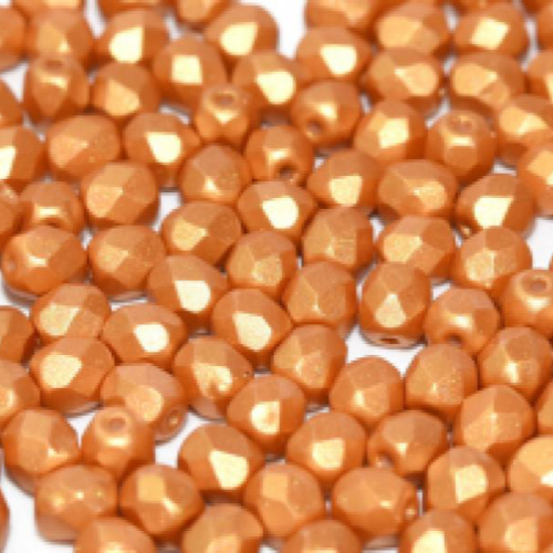 6mm Fire Polish Bead - Alabaster Metallic Gold - 02010-29421