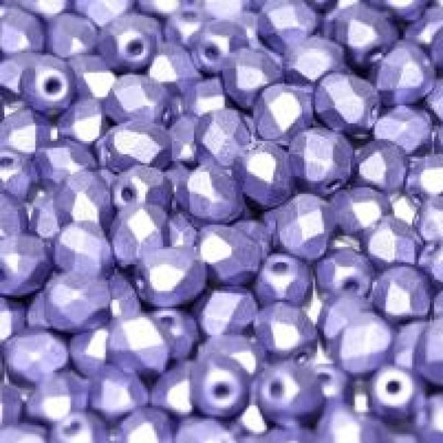 6mm Fire Polish Bead - Alabaster Metallic Violet - 02010-29425 - 30 Piece Bag
