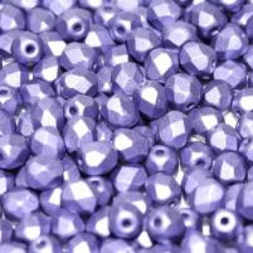 6mm Fire Polish Bead - Alabaster Metallic Violet - 02010-29425
