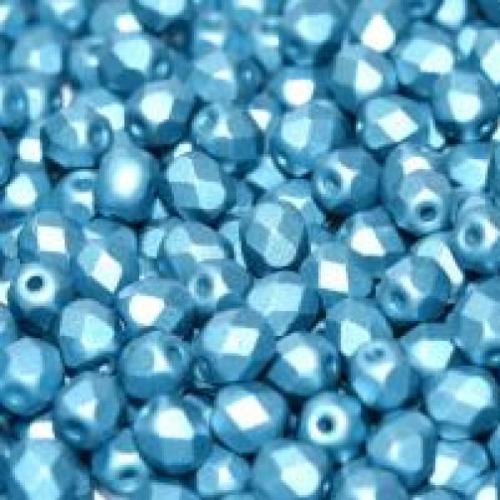 6mm Fire Polish Bead - Alabaster Metallic Aqua - 02010-29436