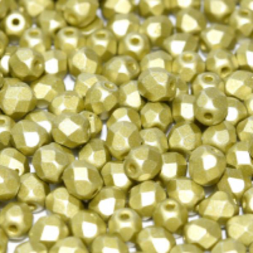 6mm Fire Polish Bead - Alabaster Metallic Chartreuse - 02010-29482 - 30 Piece Bag