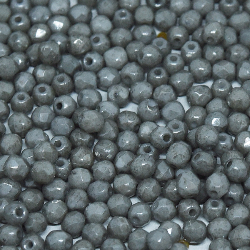 6mm Fire Polish Bead - Chalk White Grey Luster - 03000-14449 - 30 Piece Bag