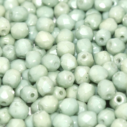 6mm Fire Polish Bead - Chalk White Mint Luster - 03000-14457