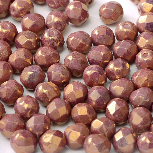 6mm Fire Polish Bead - Chalk White Vega Luster - 03000-14496 - 30 Piece Bag