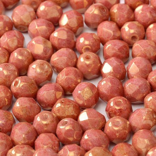 6mm Fire Polish Bead - Chalk White Gold Luster - 03000-14497 - 30 Piece Bag