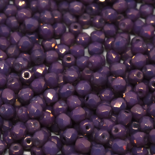 6mm Fire Polish Bead - Chalk White Lila Vega Luster - 03000-15726 - 30 Piece Bag