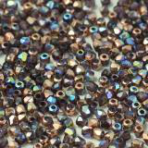 6mm Fire Polish Bead - Light Amethyst Copper Rainbow - 20030-98533 