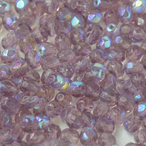 6mm Fire Polish Bead - Amethyst AB - 20040-28701