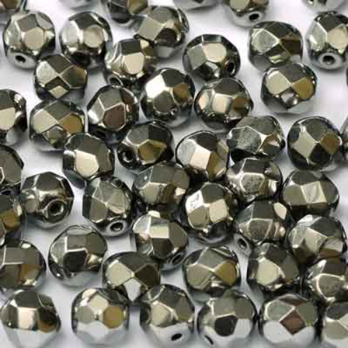 6mm Fire Polish Bead - Jet Full Chrome - 23980-27400