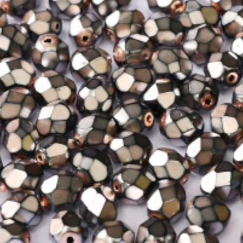 6mm Fire Polish Bead - Jet Heavy Metal Violet - 23980-34242 - 30 Piece Bag