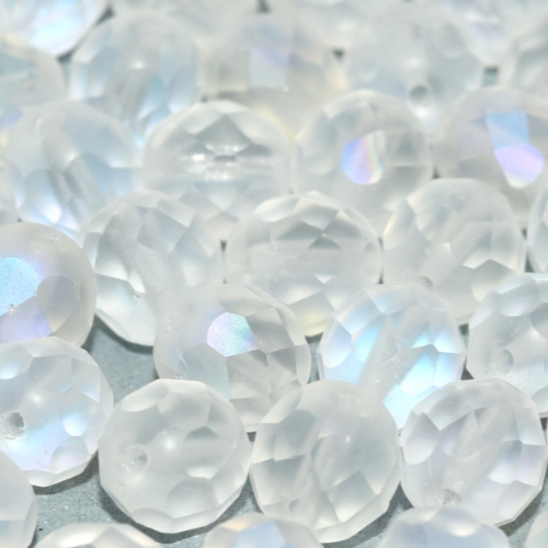 8mm Fire Polish Bead - Crystal AB Matted - 00030-28771 - 20 Piece Bag