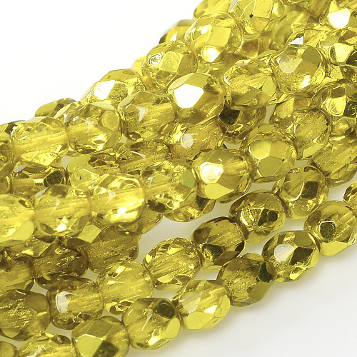 8mm Fire Polish Bead - Crystal Citron Metallic Ice - 00030-67819