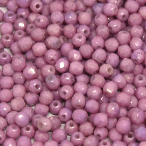 8mm Fire Polish Bead - Chalk White Lila Luster - 03000-14494 - 20 Piece Bag