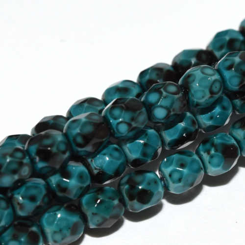 8mm Fire Polish Bead - Chalk White Emerald Luster - 03000-84628  - 20 Piece Bag