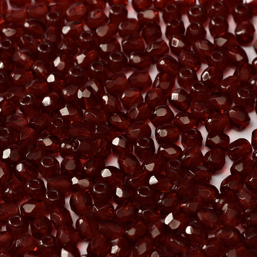 8mm Fire Polish Bead - Garnet  - 90110 - 20 Piece Bag
