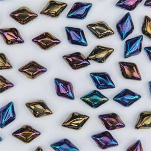 Mini Gem Duo 6mm x 4mm - GD6423980-21405 - Jet Rainbow Iris