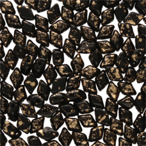 Mini Gem Duo 6mm x 4mm - GD6423980-94401 - Jet Gold Splash