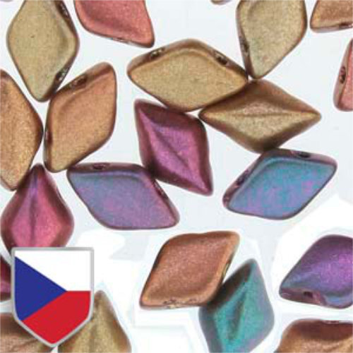 Gem Duo 8mm x 5mm Czech Shield - GD8500030-01620CS - Crystal Golden Rainbow